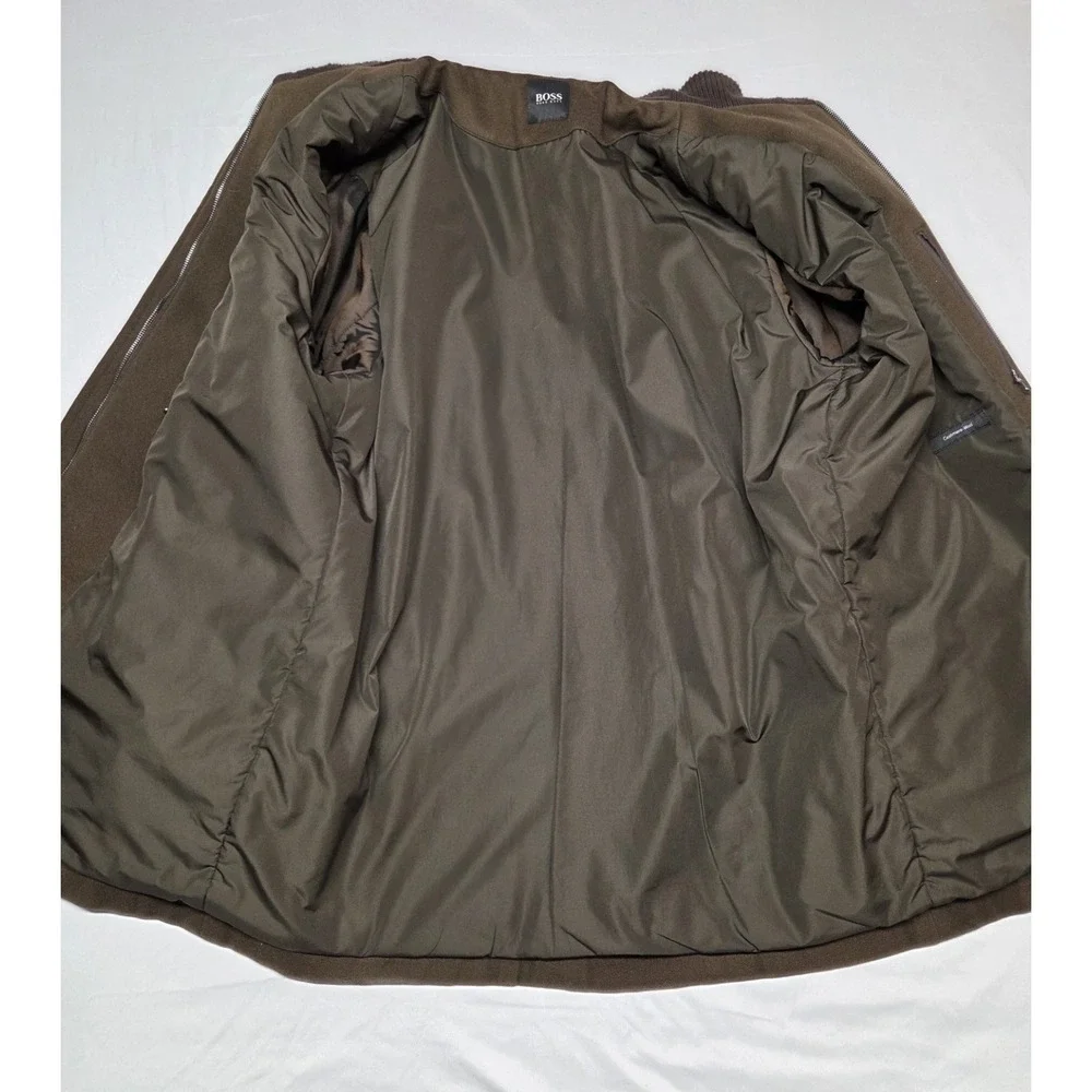 Hugo Boss Brown Wool Cashmere Blend Peacoat Overcoat Jacket Men's 42R Inner Zip